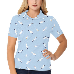 Seagull Pattern Print Design 02 Women's All Over Print Polo Shirt