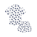 Swallow Pattern Print Design 03 Kids' Boys' Girls' V-Neck Short Pajama Set