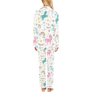 Colorful unicorn pattern Women's Long Pajama Set
