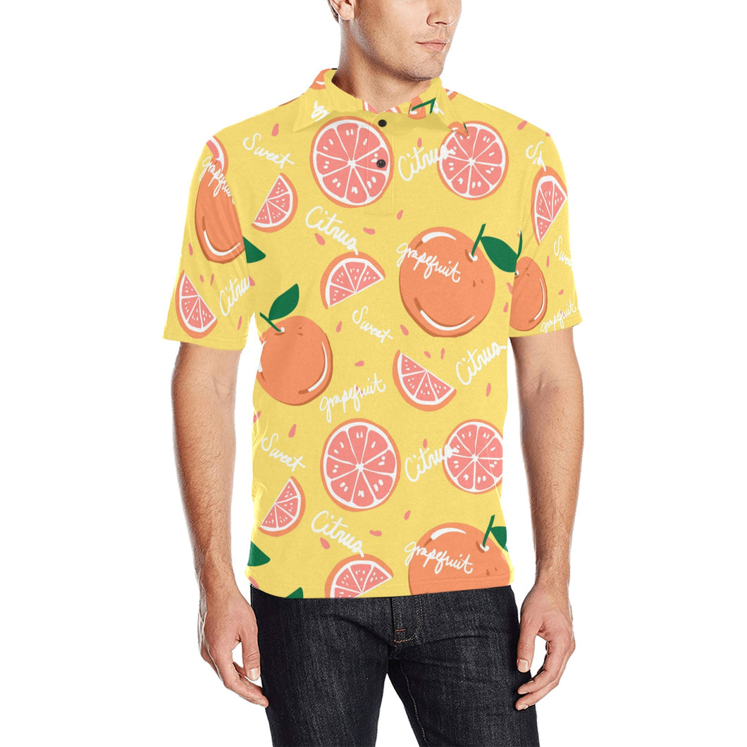 Grapefruit yellow background Men's All Over Print Polo Shirt