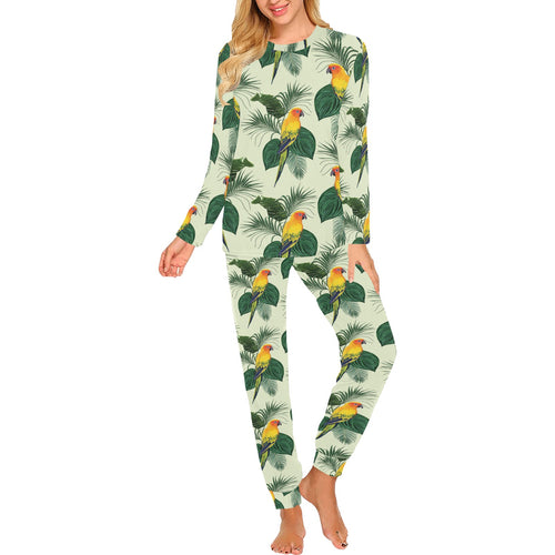 Beautiful parrot palm leaves pattern Women's All Over Print Pajama Set