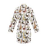 Giraffe Pattern Print Design 05 Women's Long Sleeve Belted Night Robe