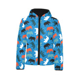 Colorful rhino pattern Kids' Boys' Girls' Padded Hooded Jacket