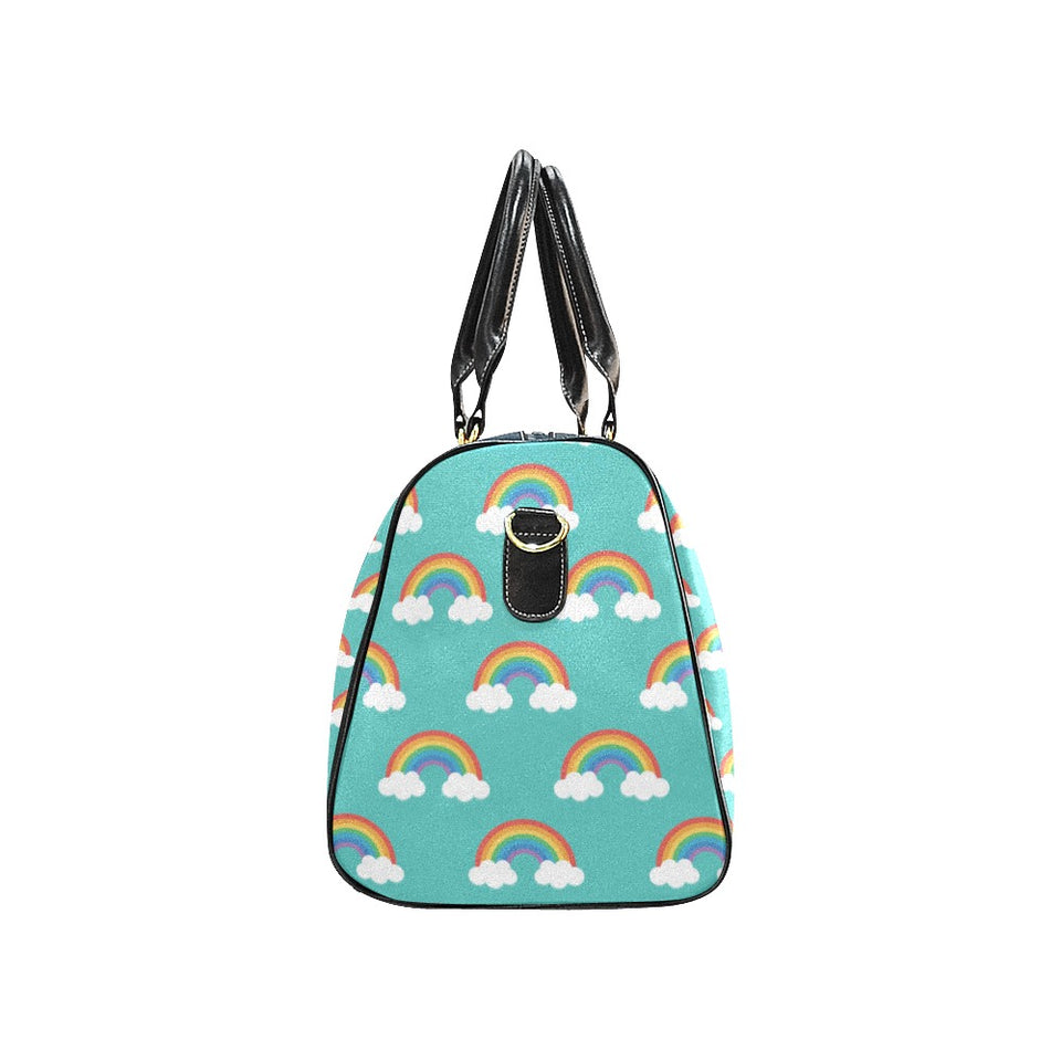 Rainbow pattern green background Travel Bag