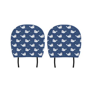 Cute white baby sea lion seal pattern Car Headrest Cover