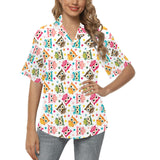 Color cute owl pattern Women's All Over Print Hawaiian Shirt
