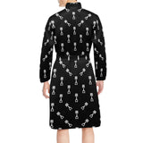 Engine Piston Black Theme Pattern Print Design 03 Men's Long Sleeve Belted Night Robe