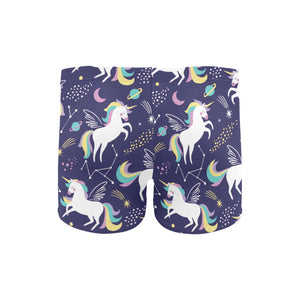 Hand drawn cute unicorn star planet Men's Swimming Trunks