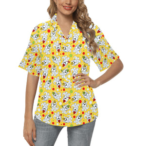 Yorkshire Terrier Pattern Print Design 05 Women's All Over Print Hawaiian Shirt