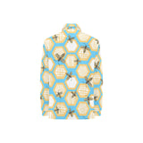 Bee honeycomb pattern Women's Long Sleeve Polo Shirt