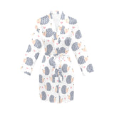 Hedgehog Pattern Print Design 04 Women's Long Sleeve Belted Night Robe