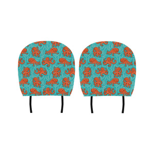 Octopus turquoise background Car Headrest Cover