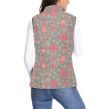Red gold Sakura cherry blossom gray background Women's Padded Vest