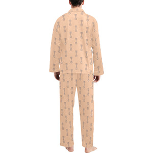 Engine Piston Cream Background Pattern Design 04 Men's Long Pajama Set