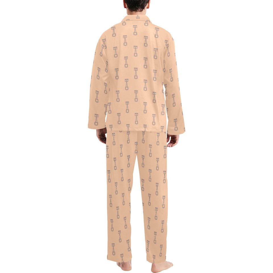Engine Piston Cream Background Pattern Design 04 Men's Long Pajama Set
