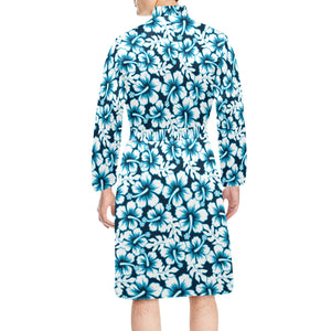 Hibiscus Pattern Print Design 04 Men's Long Sleeve Belted Night Robe