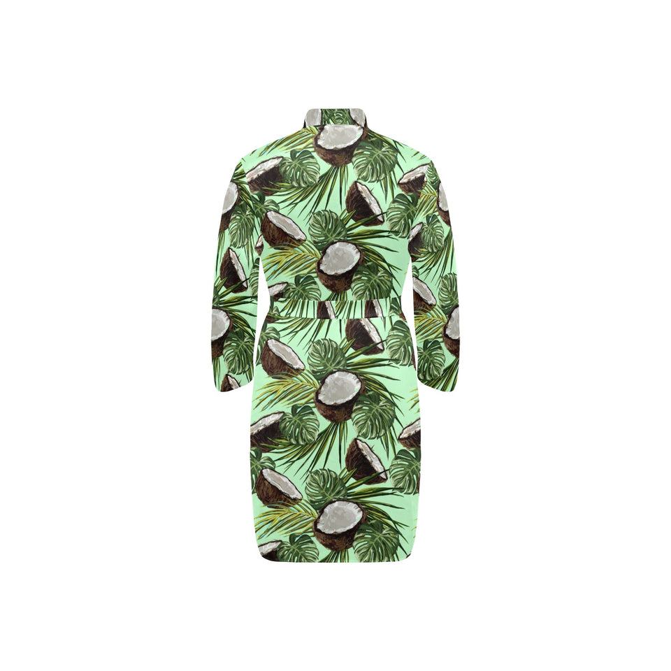 Coconut Pattern Print Design 02 Men's Long Sleeve Belted Night Robe