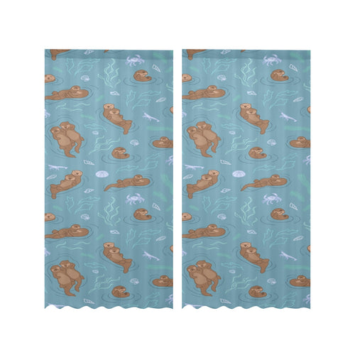 Sea otters pattern Gauze Curtain