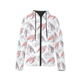 Watercolor sea turtle jellyfish pattern Women's Padded Hooded Jacket