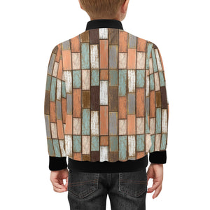 Wood Printed Pattern Print Design 02 Kids' Boys' Girls' Bomber Jacket