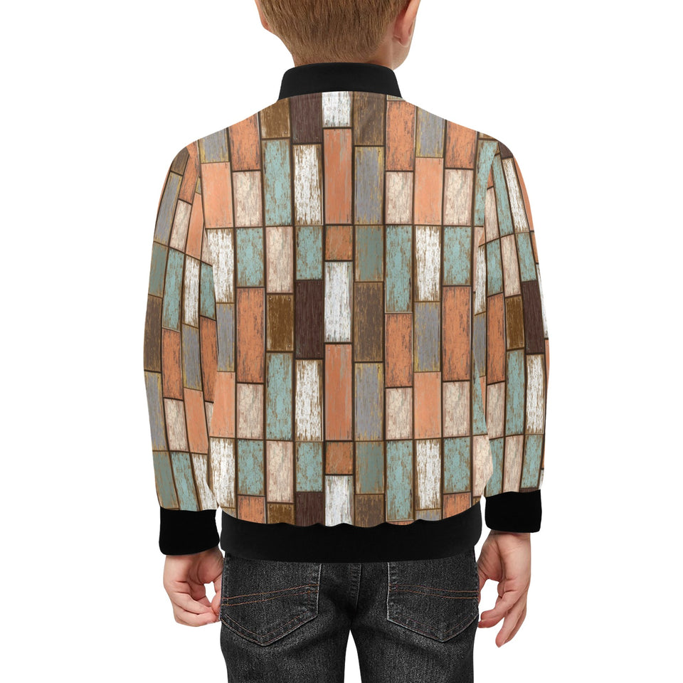 Wood Printed Pattern Print Design 02 Kids' Boys' Girls' Bomber Jacket