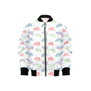 Hippopotamus Pattern Print Design 03 Kids' Boys' Girls' Bomber Jacket