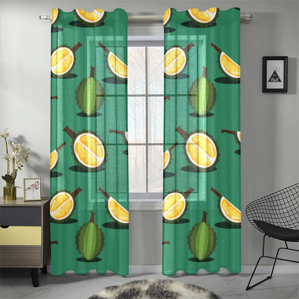 Durian pattern green background Gauze Curtain