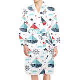 Cute color paper sailboat pattern Men's Long Sleeve Belted Night Robe