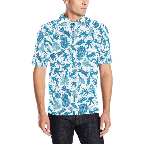 Coral Reef Pattern Print Design 01 Men's All Over Print Polo Shirt