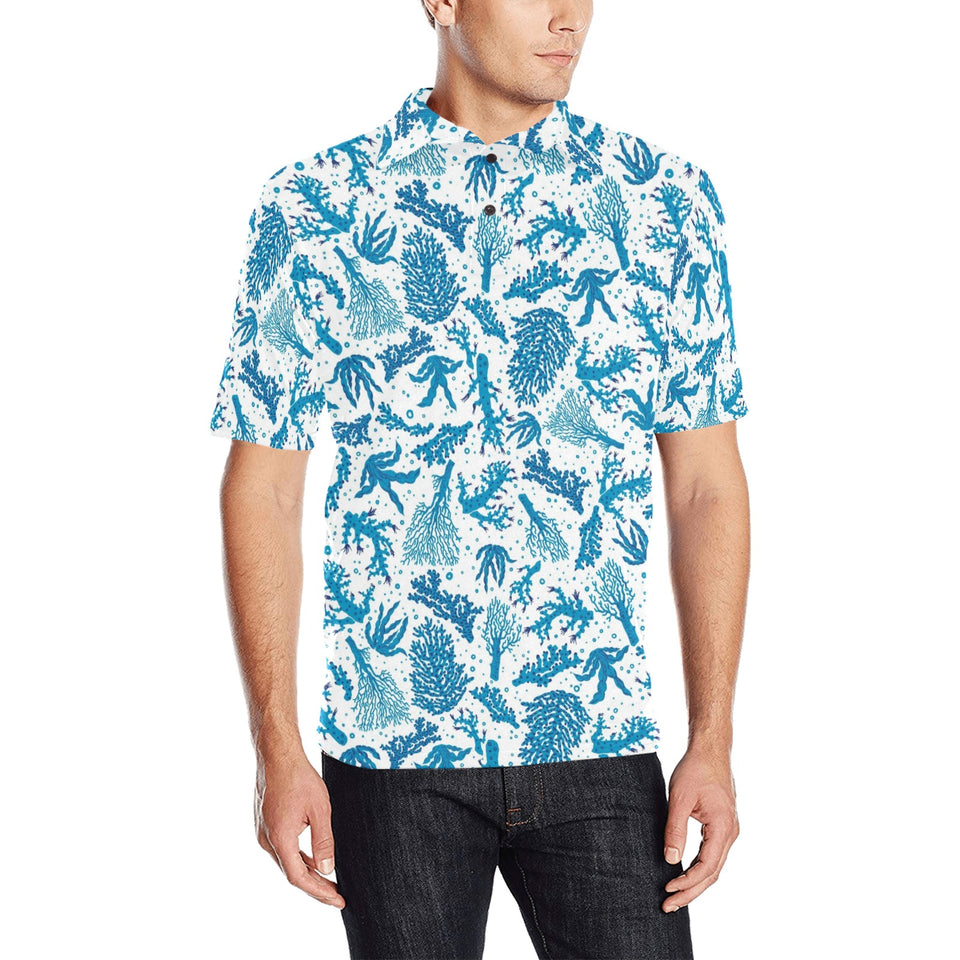 Coral Reef Pattern Print Design 01 Men's All Over Print Polo Shirt