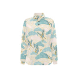 Bonsai bamboo stork japanese pattern cream theme Women's Long Sleeve Polo Shirt