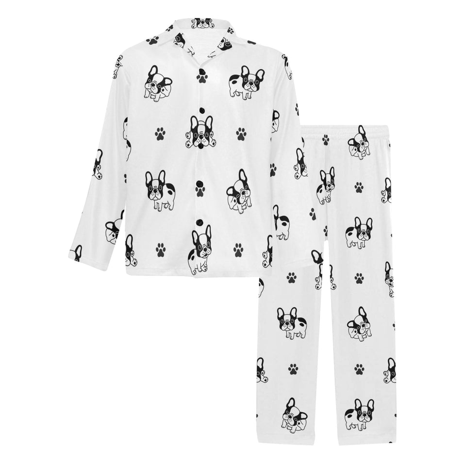 Cute french bulldog paw pattern Men's Long Pajama Set