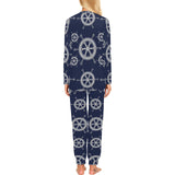 nautical steering wheel design pattern Women's All Over Print Pajama Set