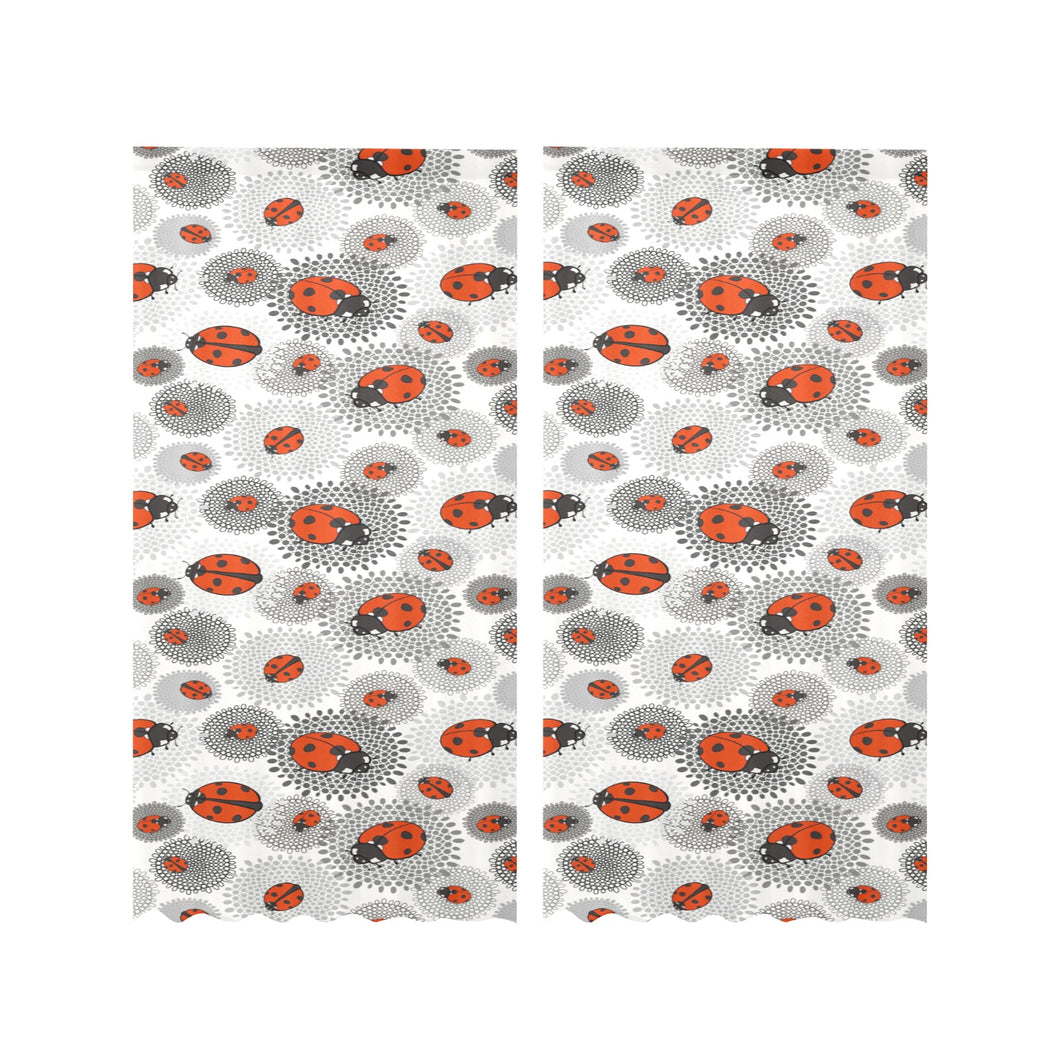 Ladybug Pattern Print Design 05 Gauze Curtain