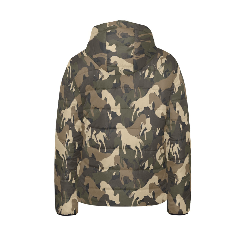 Horse Camouflage Pattern Kids' Boys' Girls' Padded Hooded Jacket