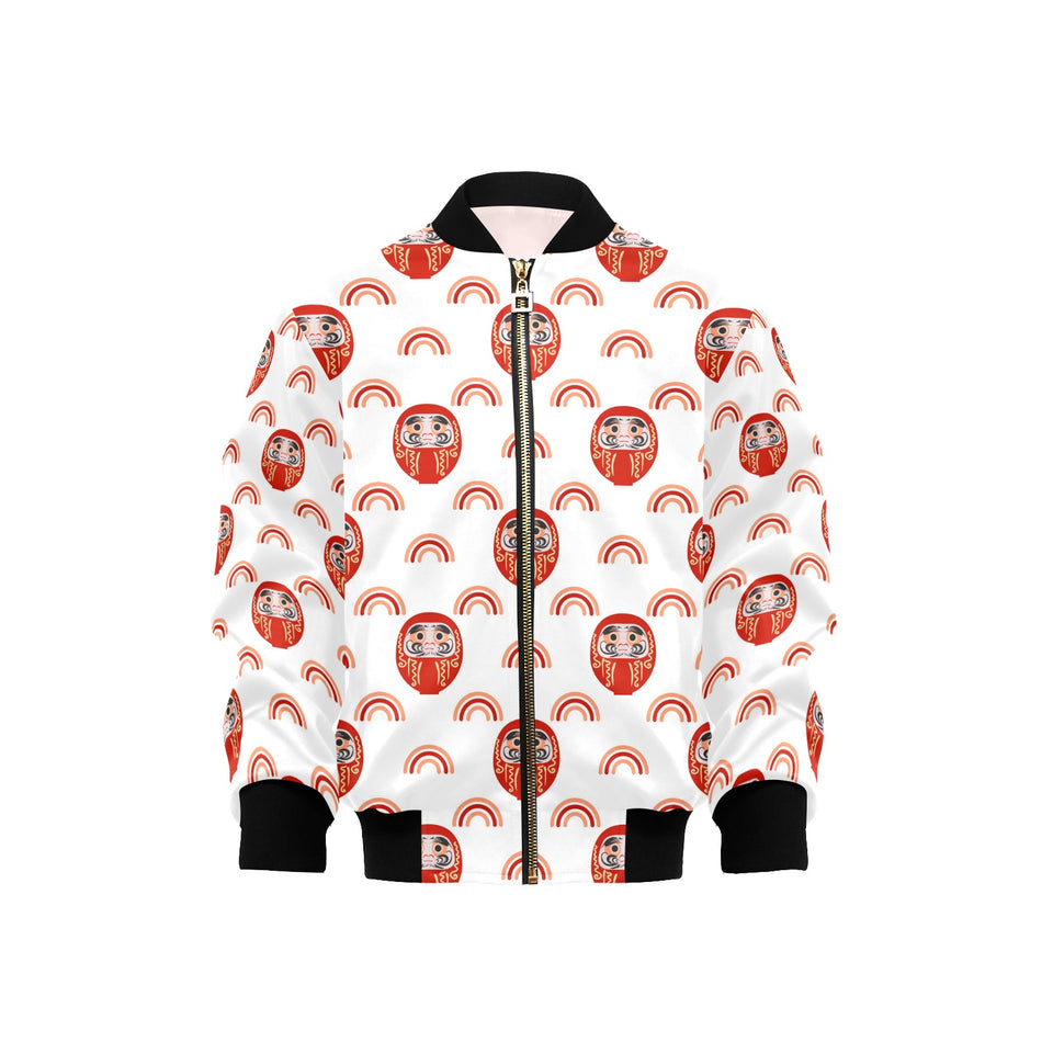 Daruma japanese wooden doll design pattern Kids' Boys' Girls' Bomber Jacket