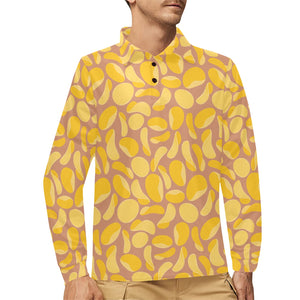 Potato Chips Pattern Print Design 01 Men's Long Sleeve Polo Shirt