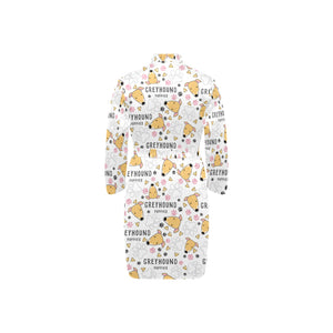 Greyhound Pattern Print Design 03 Men's Long Sleeve Belted Night Robe