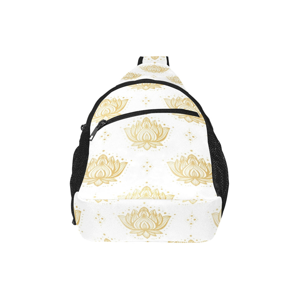 Gold Ornamental lotue waterlily symbol pattern All Over Print Chest Bag