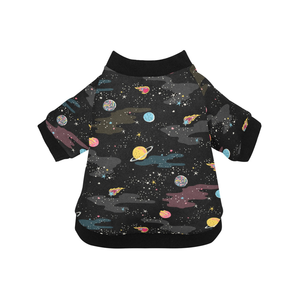 space pattern All Over Print Pet Dog Round Neck Fuzzy Shirt