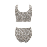 Stingray Pattern Print Design 05 Chest Bowknot High Waisted Bikini Swimsuit