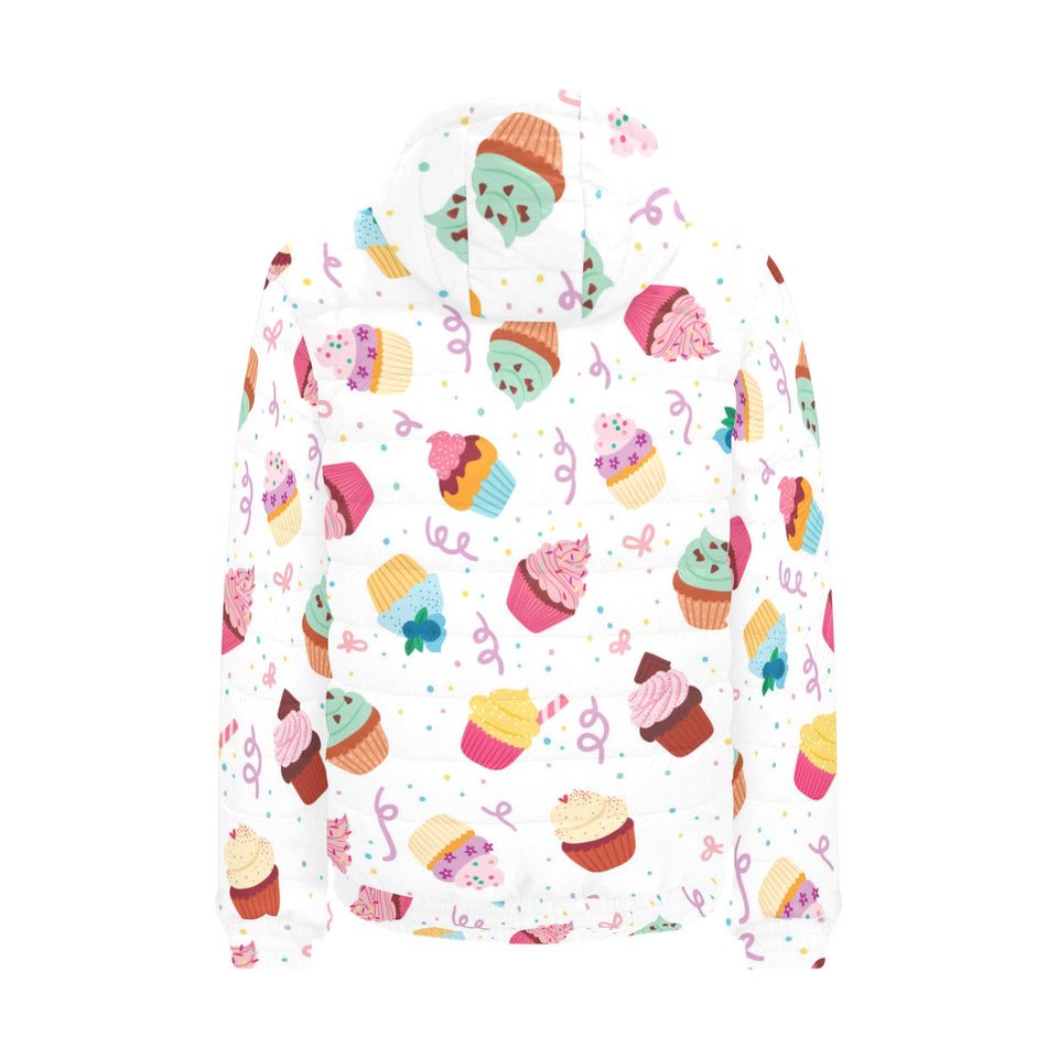 Cake cupcake design pattern Men's Padded Hooded Jacket
