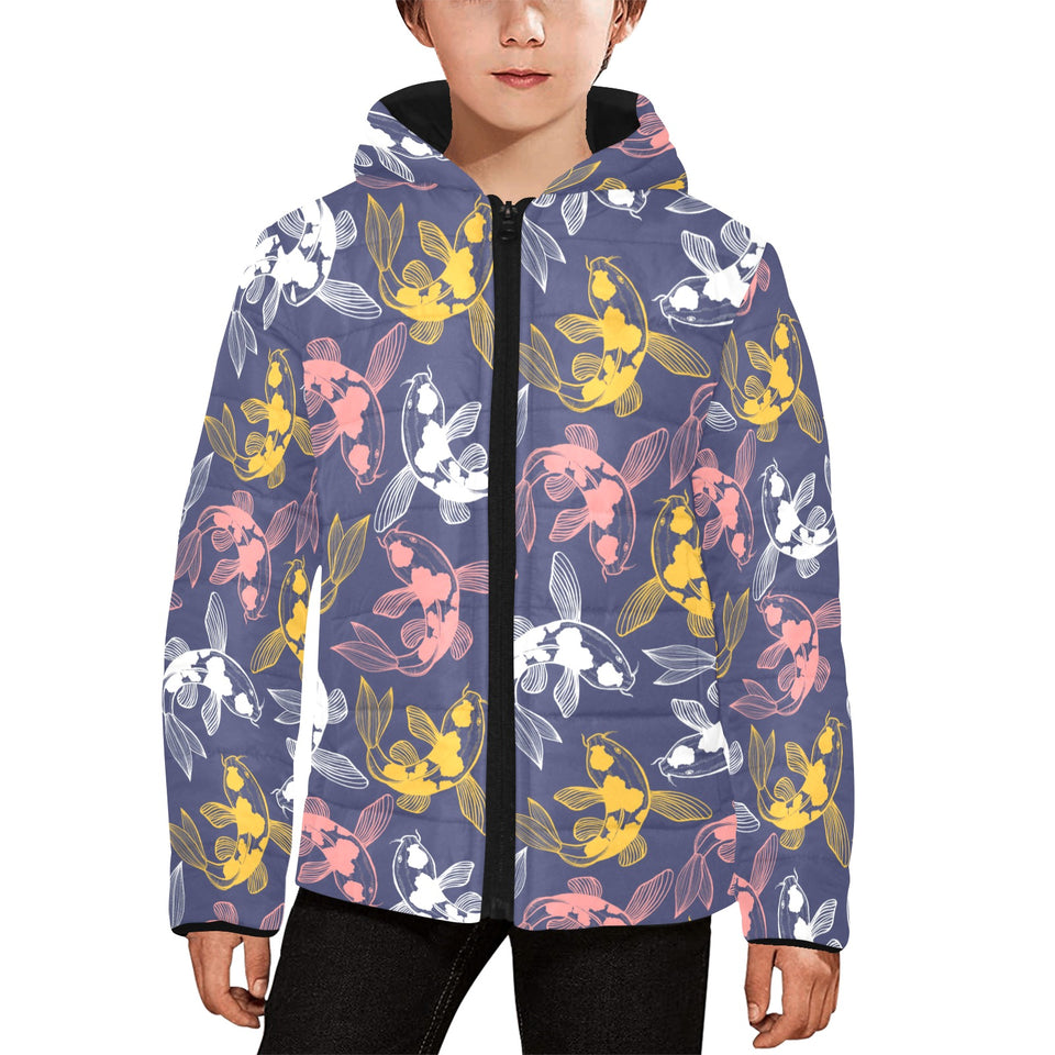Koi Fish Carp Fish pattern Kids' Boys' Girls' Padded Hooded Jacket