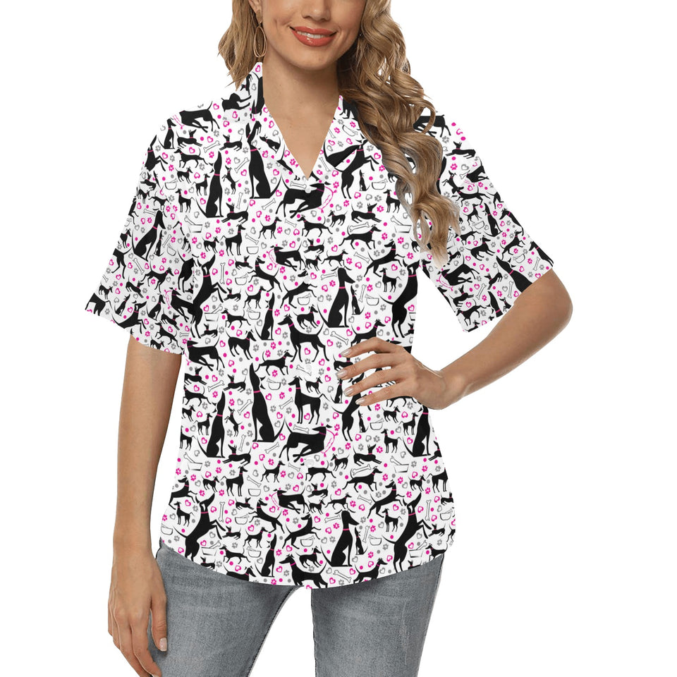 Greyhound Pattern Print Design 02 Women's All Over Print Hawaiian Shirt