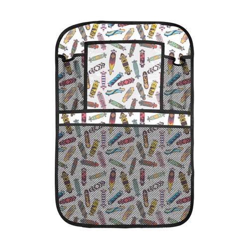 Skate Board Pattern Print Design 05 Car Seat Back Organizer