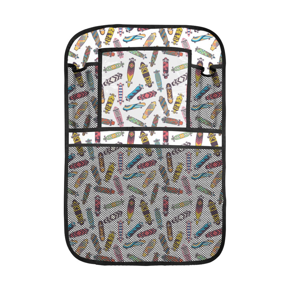 Skate Board Pattern Print Design 05 Car Seat Back Organizer