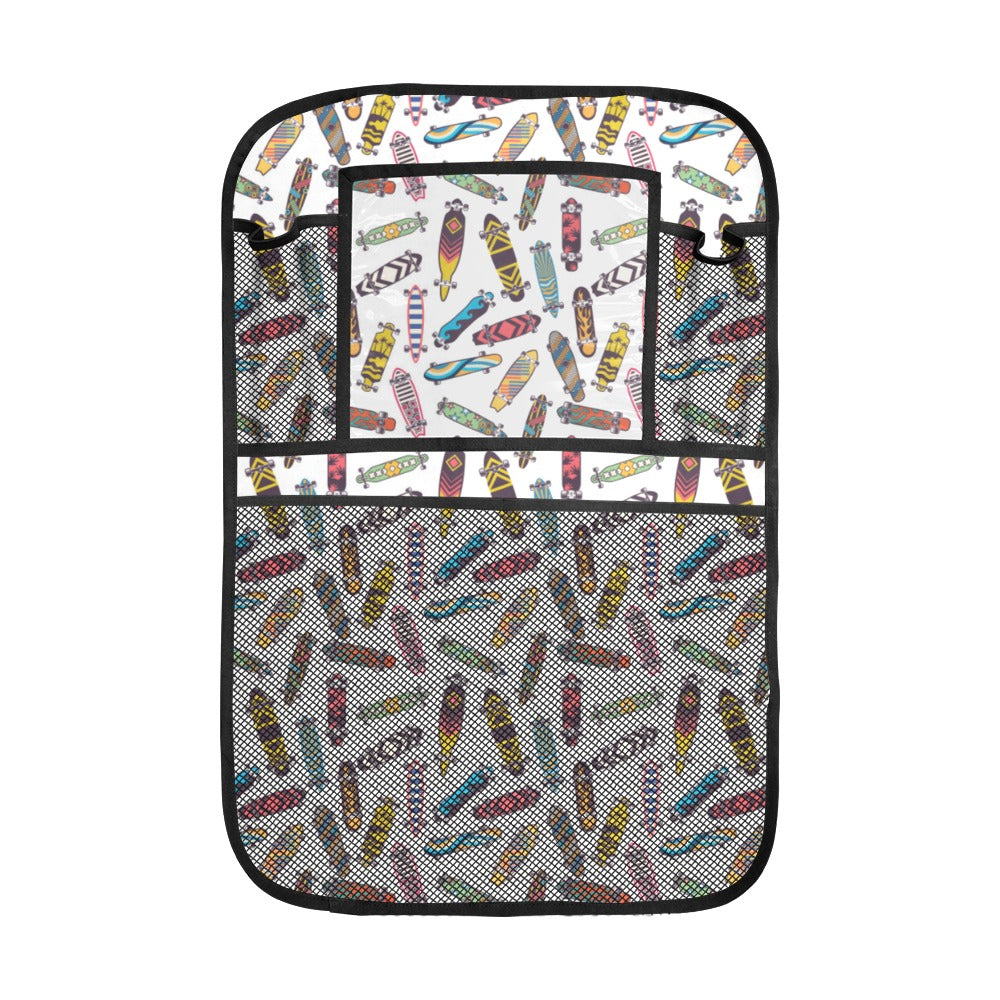 Skate Board Pattern Print Design 05 Car Seat Back Organizer