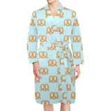 Pretzels Pattern Print Design 03 Men's Long Sleeve Belted Night Robe