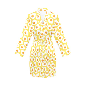 Fried Eggs Pattern Print Design 05 Women's Long Sleeve Belted Night Robe