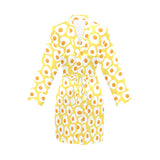 Fried Eggs Pattern Print Design 05 Women's Long Sleeve Belted Night Robe